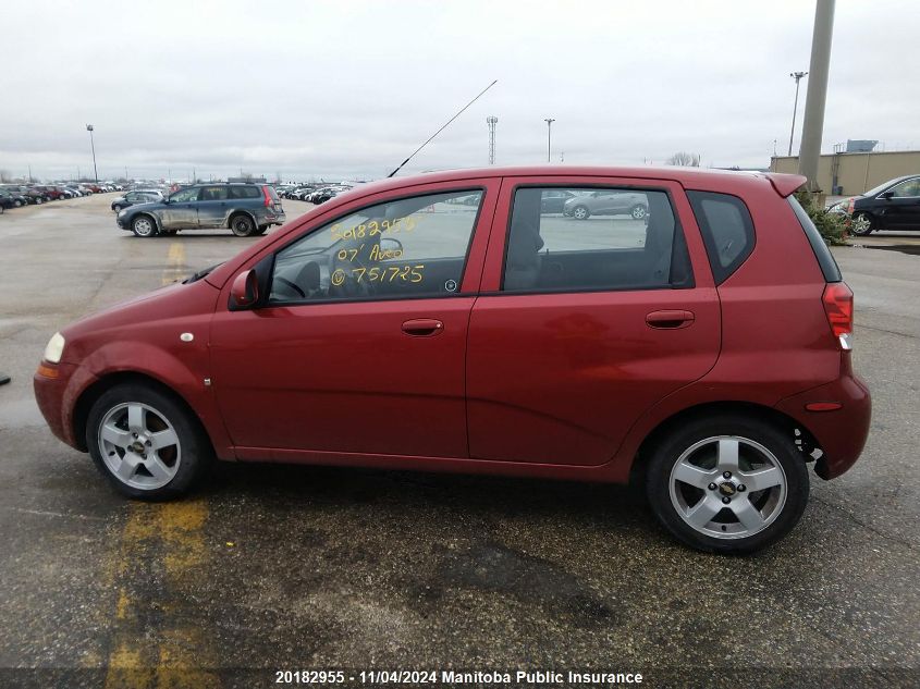 2007 Chevrolet Aveo Lt VIN: KL1TG65677B751725 Lot: 20182955