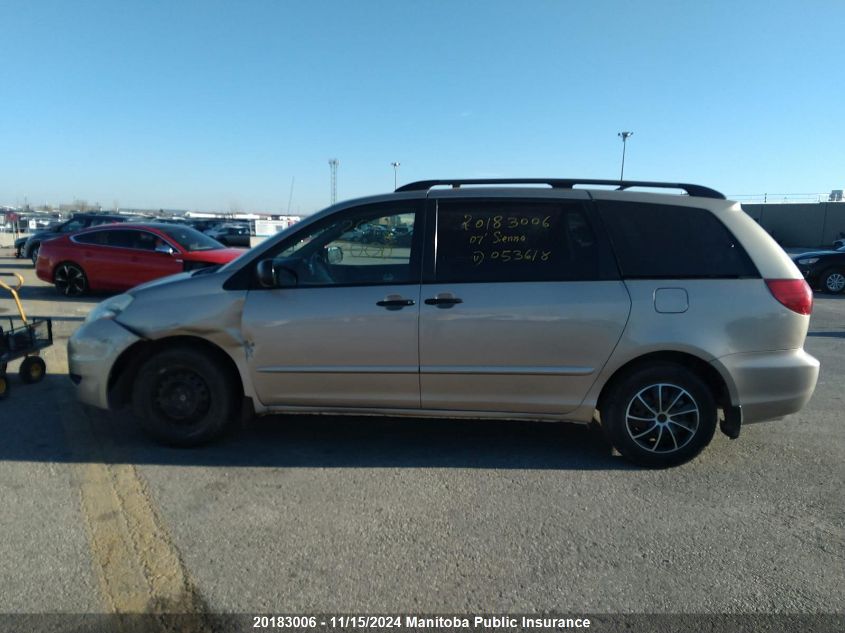 2007 Toyota Sienna Ce V6 VIN: 5TDZK29C77S053618 Lot: 20183006