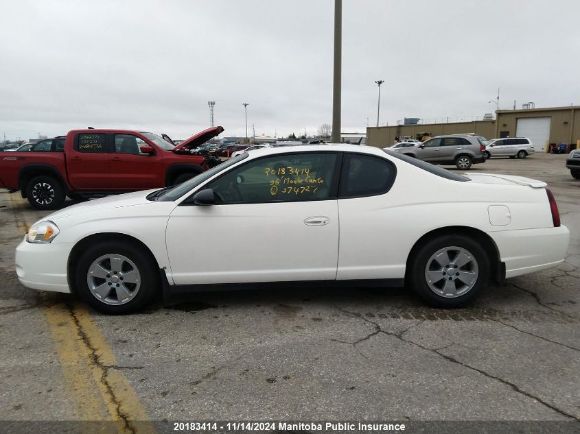 2006 Chevrolet Monte Carlo Ls VIN: 2G1WM15N869374727 Lot: 20183414