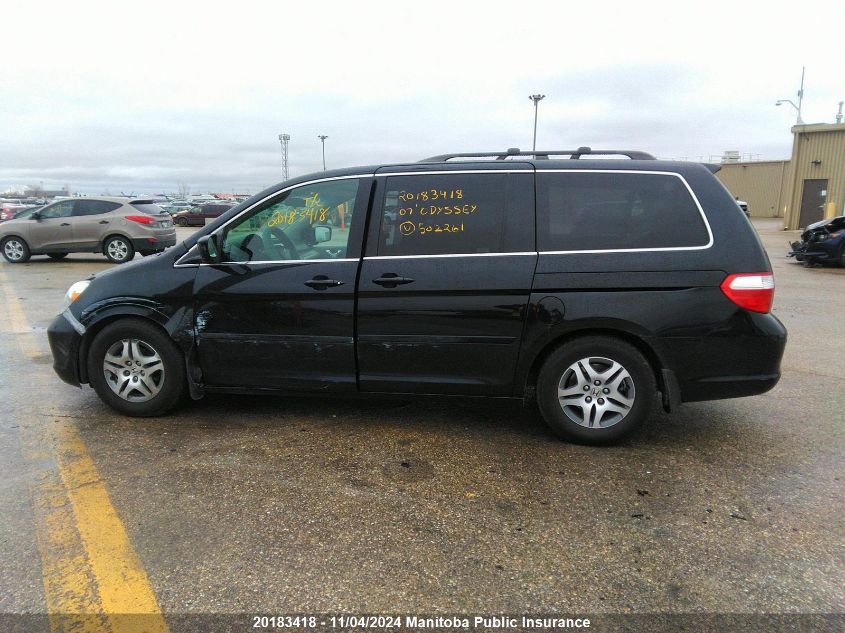 2007 Honda Odyssey Ex-L VIN: 5FNRL386X7B502261 Lot: 20183418