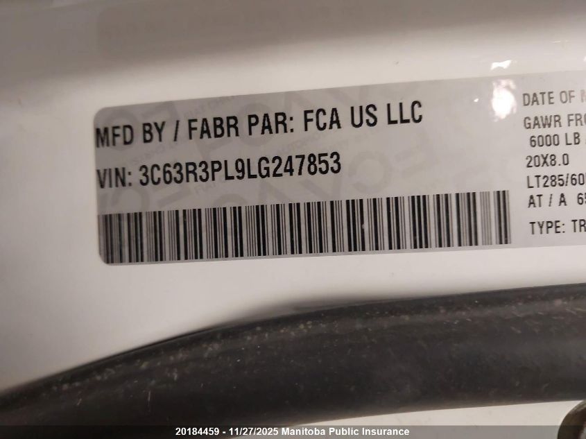 2020 Dodge Ram 3500 Limited Mega Cab VIN: 3C63R3PL9LG247853 Lot: 20184459