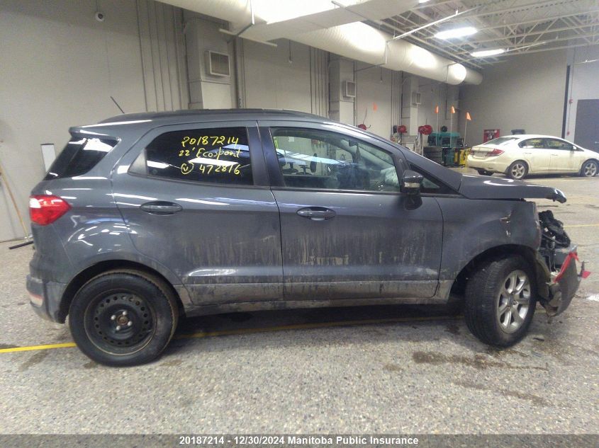 2022 Ford Ecosport Se VIN: MAJ6S3GL2NC472816 Lot: 20187214