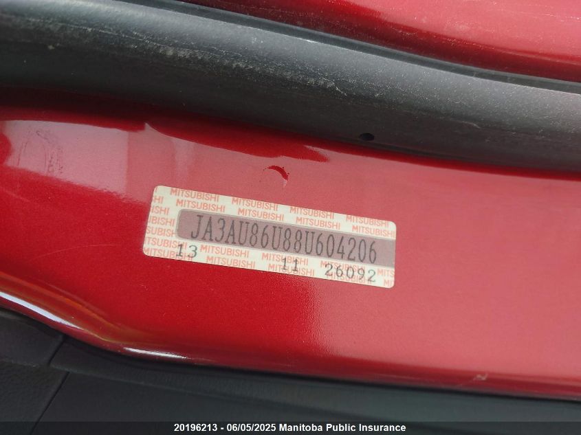 2008 Mitsubishi Lancer Gts VIN: JA3AU86U88U604206 Lot: 20196213