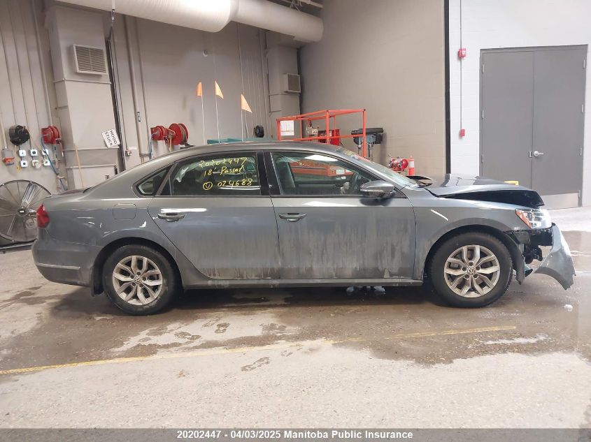 2018 Volkswagen Passat 2.0 Tsi VIN: 1VWAA7A36JC024688 Lot: 20202447