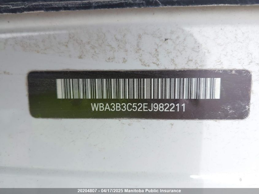 2014 BMW 328I xDrive VIN: WBA3B3C52EJ982211 Lot: 20204807