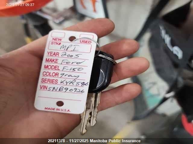 2005 Ford F150 Supercab VIN: 1FTPX14535NB90926 Lot: 20211378