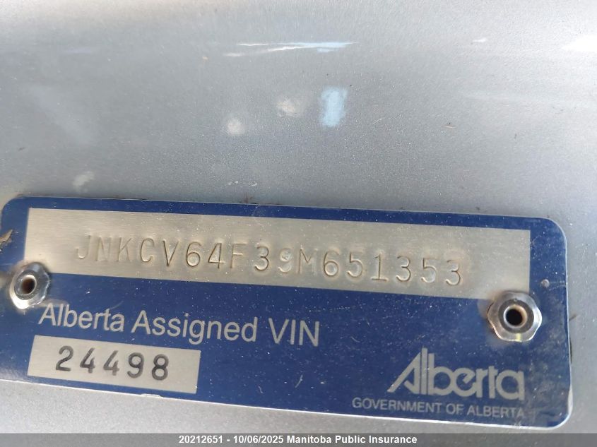 2009 Infiniti G37X VIN: JNKCV64F39M651353 Lot: 20212651