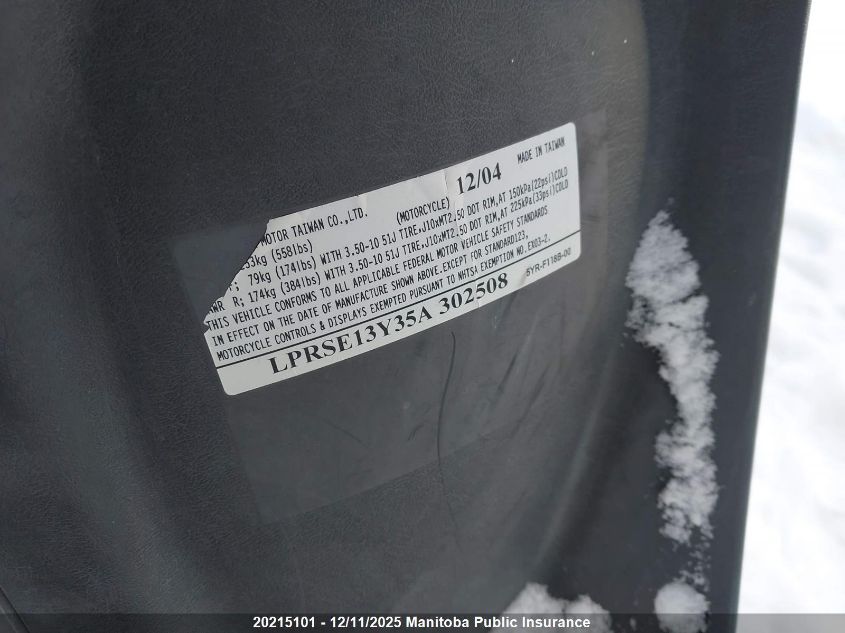 2005 Yamaha Xc125 VIN: LPRSE13Y35A302508 Lot: 20215101