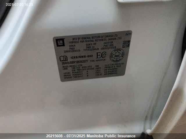 2013 Chevrolet Equinox Ls VIN: 2GNALBEK1D6352977 Lot: 20215608