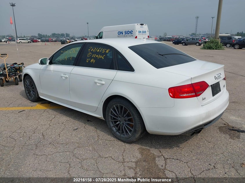 2012 Audi A4 2.0T Quattro VIN: WAUFFCFL2CA020306 Lot: 20216158