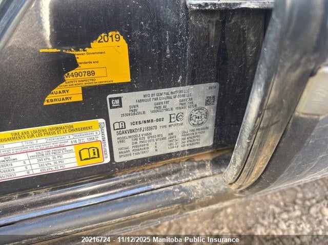 5GAKVBKD1FJ183970 2015 BUICK ENCLAVE photo no. 9