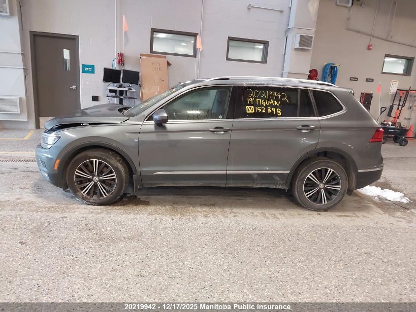 2019 Volkswagen Tiguan Highline 2.0 Tsi VIN: 3VV4B7AXXKM152398 Lot: 20219942