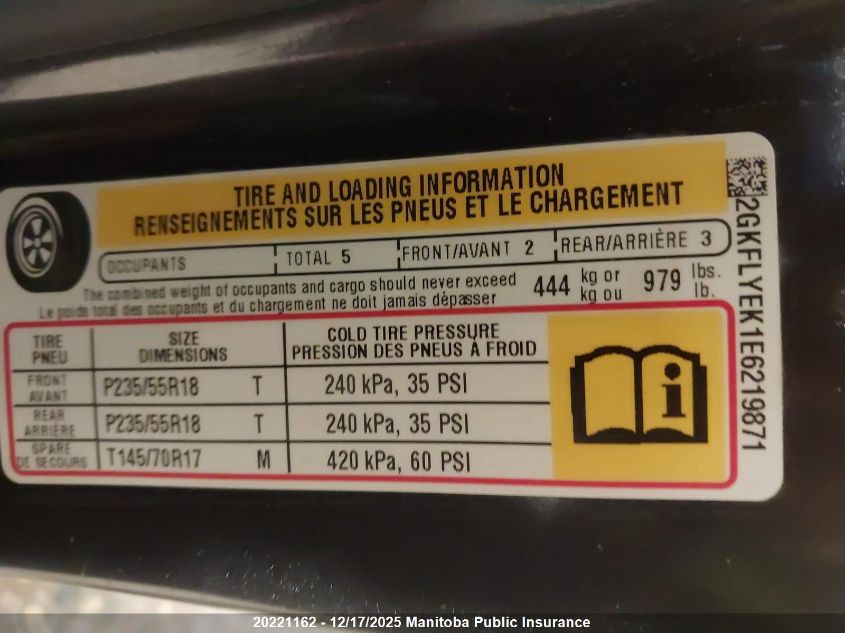 2014 GMC Terrain Slt VIN: 2GKFLYEK1E6219871 Lot: 20221162