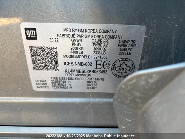 2023 Buick Encore Gx Select VIN: KL4MMESL3PB063452 Lot: 20222388