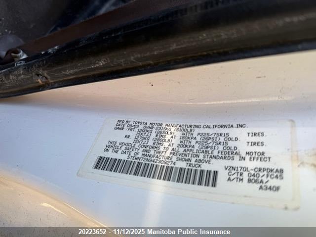 5TEWN72N94Z309274 2004 TOYOTA  photo no. 9