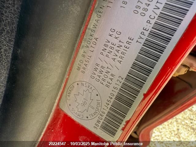 2005 Volkswagen Golf Gl Tdi VIN: 9BWGR61J454015122 Lot: 20224547