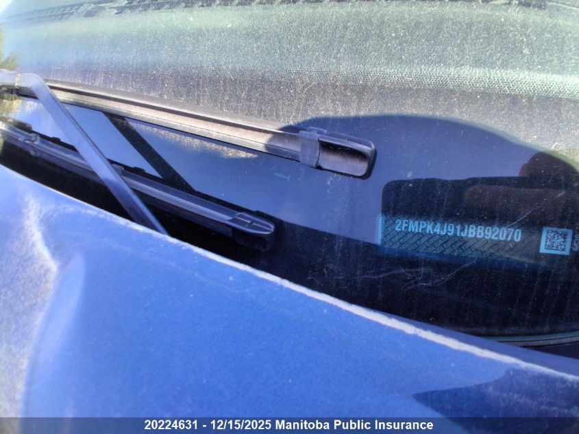 2018 Ford Edge Sel VIN: 2FMPK4J91JBB92070 Lot: 20224631