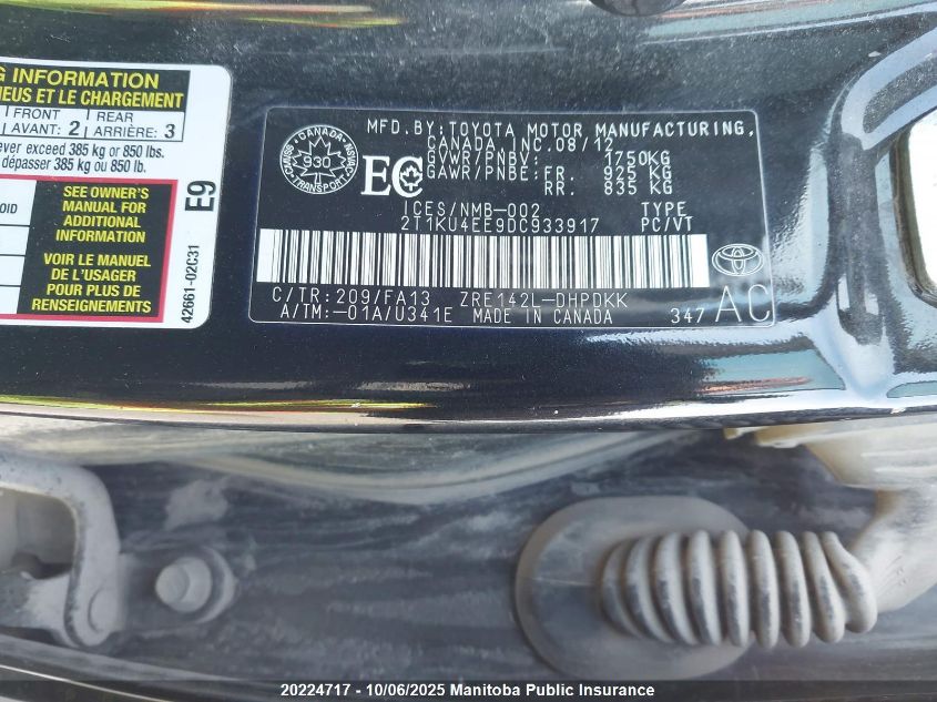 2013 Toyota Matrix VIN: 2T1KU4EE9DC933917 Lot: 20224717