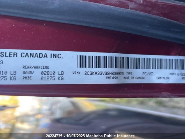 2009 Chrysler 300 Limited VIN: 2C3KA33V39H639923 Lot: 20224735