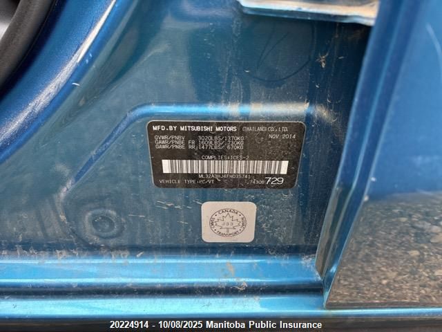 2015 Mitsubishi Mirage Es VIN: ML32A3HJ4FH035741 Lot: 20224914