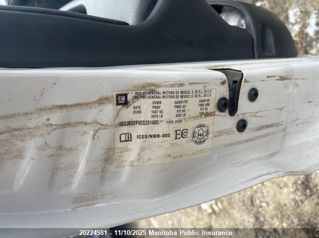 2005 Pontiac Sunfire Se VIN: 3G2JB52F95S201400 Lot: 20224981