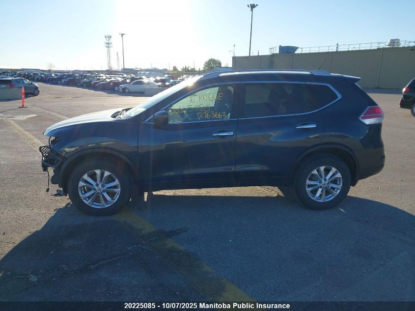 2016 Nissan Rogue Sv VIN: 5N1AT2MV1GC763663 Lot: 20225085