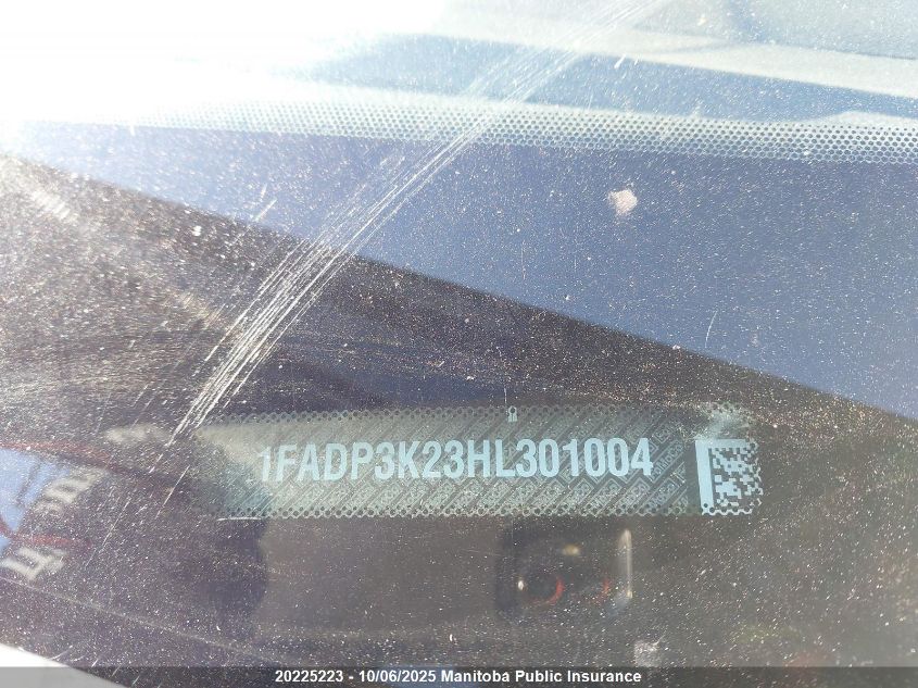 2017 Ford Focus Se VIN: 1FADP3K23HL301004 Lot: 20225223