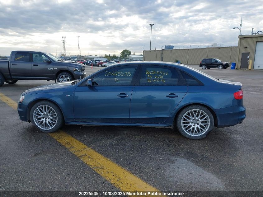 2015 Audi A4 2.0T Quattro VIN: WAUBFCFL0FN042476 Lot: 20225535