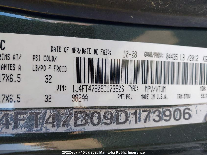 2009 Jeep Compass Sport VIN: 1J4FT47B09D173906 Lot: 20225737