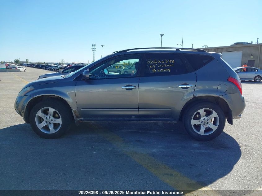 2005 Nissan Murano Sl VIN: JN8AZ08W45W412899 Lot: 20226398