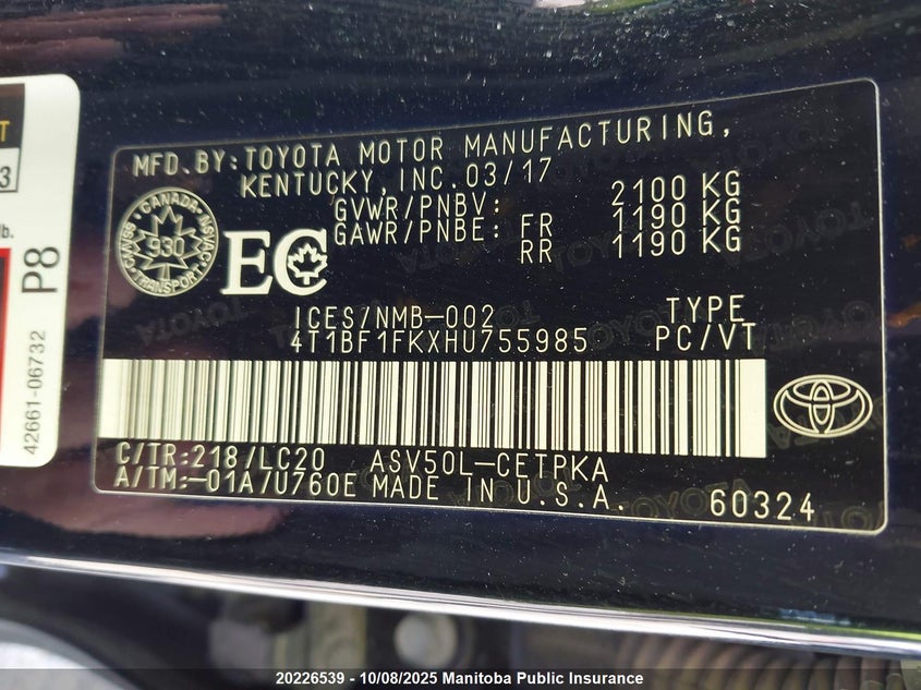 2017 Toyota Camry Xse VIN: 4T1BF1FKXHU755985 Lot: 20226539