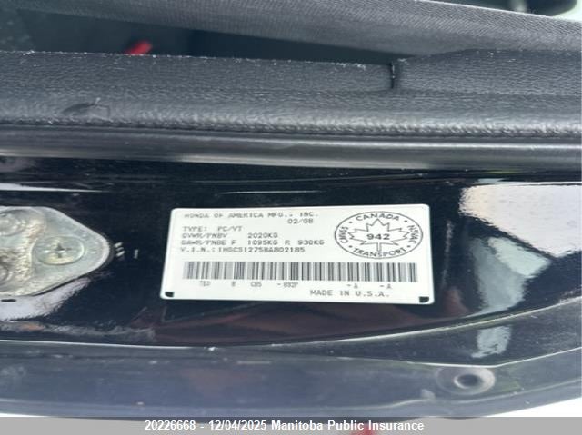 1HGCS12758A802185 2008 HONDA ACCORD photo no. 9