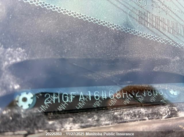 2008 Honda Civic Dx-G VIN: 2HGFA16468H027803 Lot: 20226860