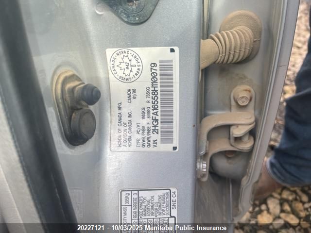 2008 Honda Civic Lx VIN: 2HGFA16558H110079 Lot: 20227121