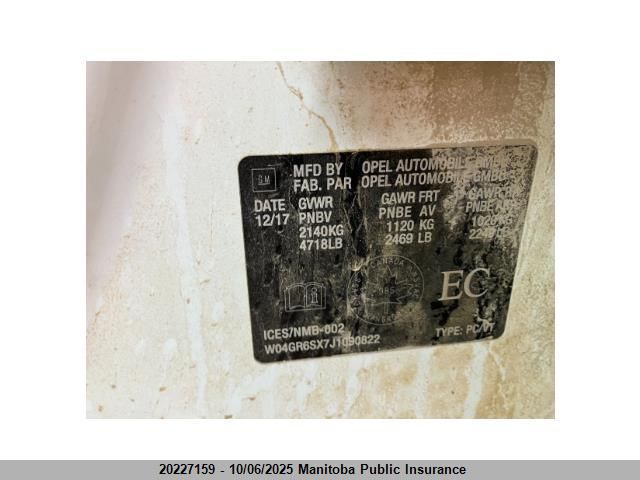 2018 Buick Regal VIN: W04GR6SX7J1090822 Lot: 20227159