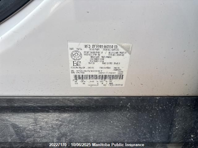 2016 Ford Explorer Platinum VIN: 1FM5K8HT2GGC51967 Lot: 20227170