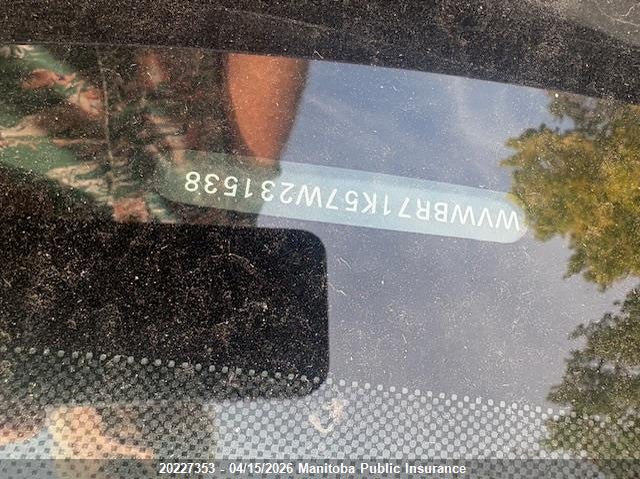 2007 Volkswagen Rabbit 2.5 VIN: WVWBR71K57W231538 Lot: 20227353