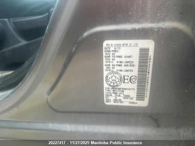 2013 Nissan Rogue S VIN: JN8AS5MT6DW029770 Lot: 20227417