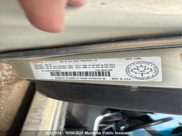 2005 Subaru Outback 2.5Xt VIN: 4S4BP67C254352788 Lot: 20227614