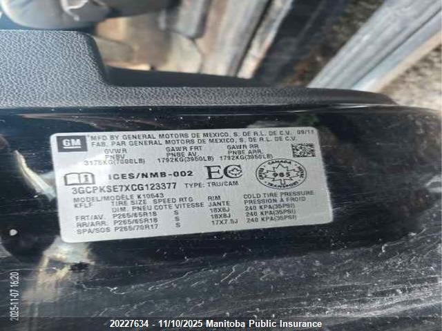 3GCPKSE7XCG123377 2012 CHEVROLET  photo no. 9