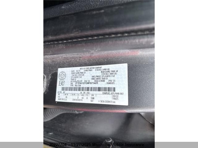 2021 Ford F150 Xlt Supercrew VIN: 1FTEW1EP2MFB73425 Lot: 20227704