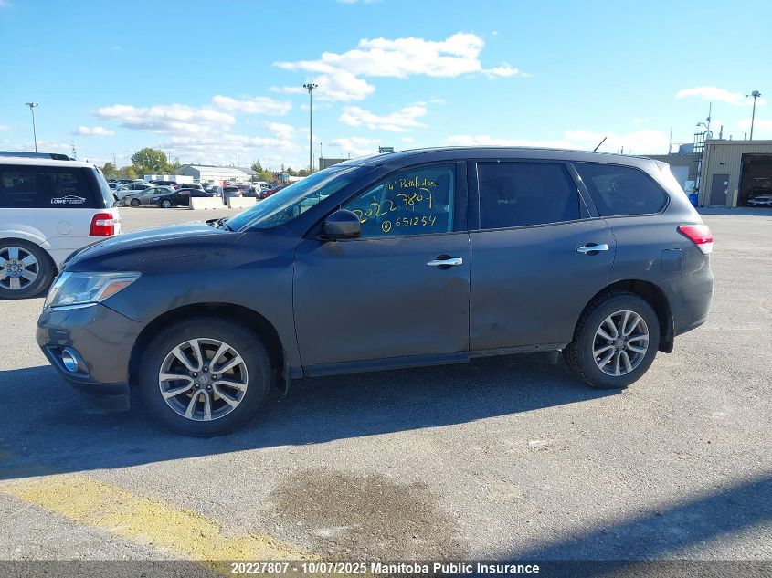2014 Nissan Pathfinder S VIN: 5N1AR2MM1EC651254 Lot: 20227807