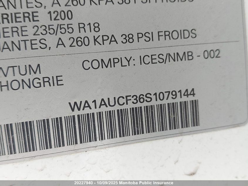 2025 Audi Q3 40 2.0 Tfsi VIN: WA1AUCF36S1079144 Lot: 20227940