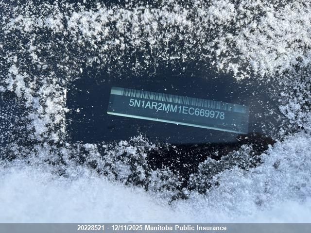 2014 Nissan Pathfinder Sl VIN: 5N1AR2MM1EC669978 Lot: 20228521