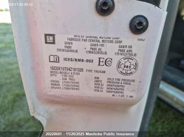 1GCEK19T94Z181328 2004 CHEVROLET  photo no. 9
