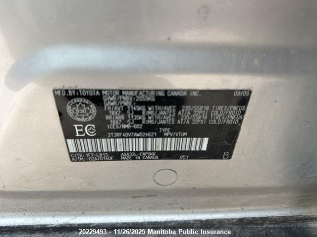 2010 Toyota Rav4 Sport VIN: 2T3RF4DV7AW024621 Lot: 20229493