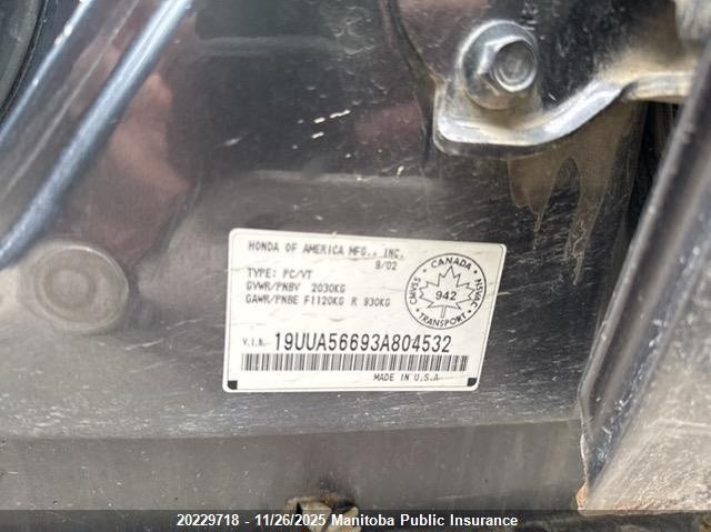 19UUA56693A804532 2003 ACURA TL photo no. 9