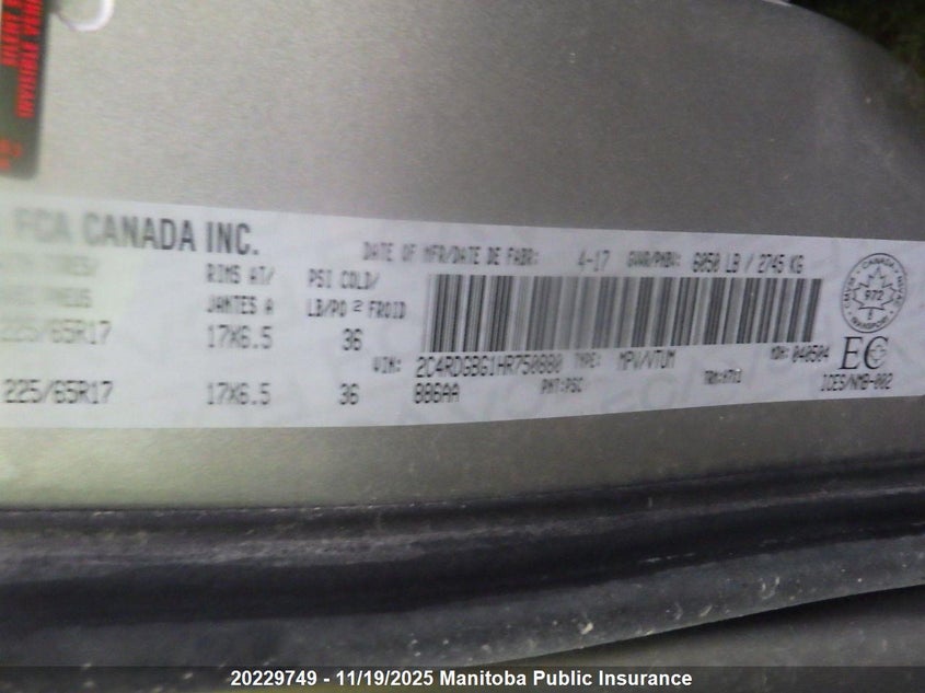 2017 Dodge Grand Caravan Sxt VIN: 2C4RDGBG1HR750880 Lot: 20229749