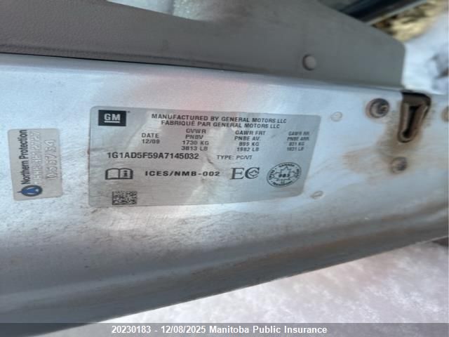 2010 Chevrolet Cobalt Lt VIN: 1G1AD5F59A7145032 Lot: 20230183