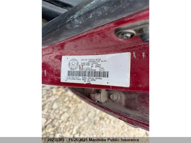 2003 Toyota Echo VIN: JTDBT123X35052546 Lot: 20230389